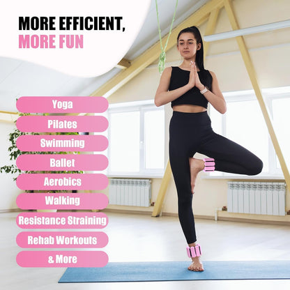 Pilates Wrist & Ankle Weights for Women, Wearable Strong Arm & Leg Weights Set of 2, Adjustable Ankle Weights for Walking, Yoga, Dance, Barre,Gym