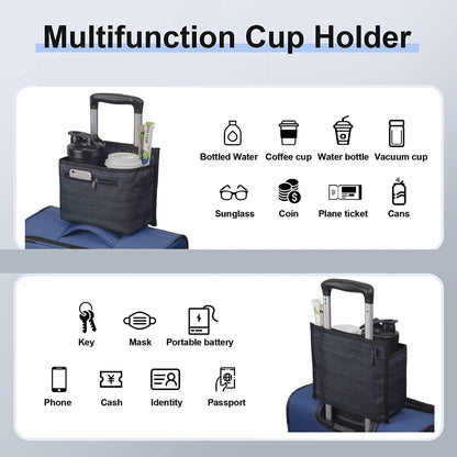 Luggage Travel Cup Holder for Suitcase, Drink Carrier for Coffee Tumblers