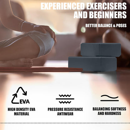 2 Pcs Yoga Blocks, 9X6X3 Inch Foam Blocks for Pilates