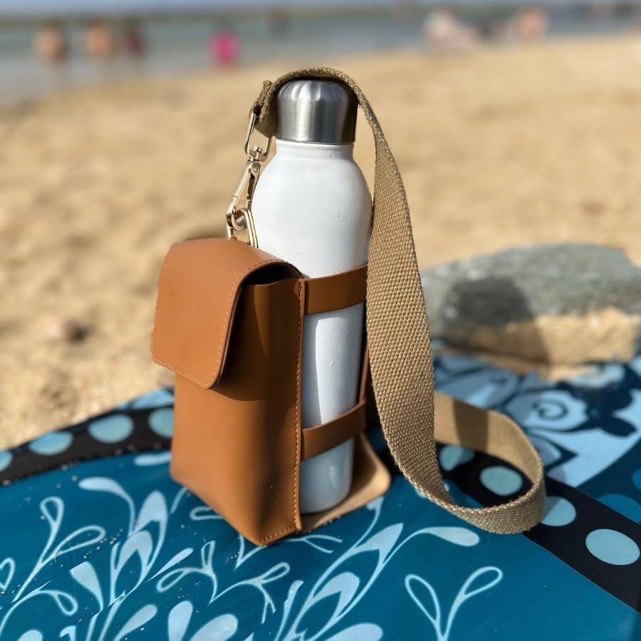 Water Bottle Holder with Strap Cell Phone Purse Carrier with Strap Road Trip Essential Travel Gifts for Walkers