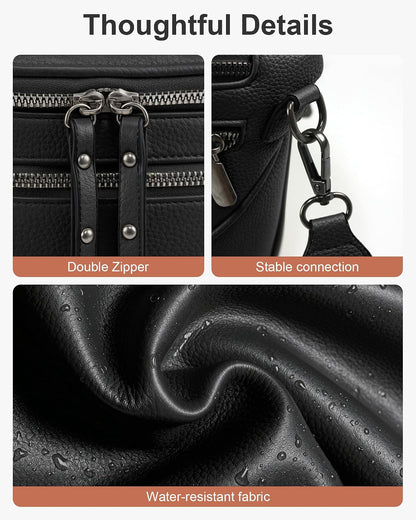 Crossbody Bags for Women, Bum Bag with Coin Purse, Vegan Leather Bum Bags for Women Crossbody Shoulder Bag (Black)