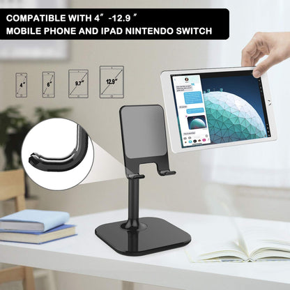 Cell Phone Stand, Phone Stand for Desk, Phone Holder Stand Compatible with Iphone and All Mobile Phones Tablet, Gifts for Adults Women Men Mom Wife, Black