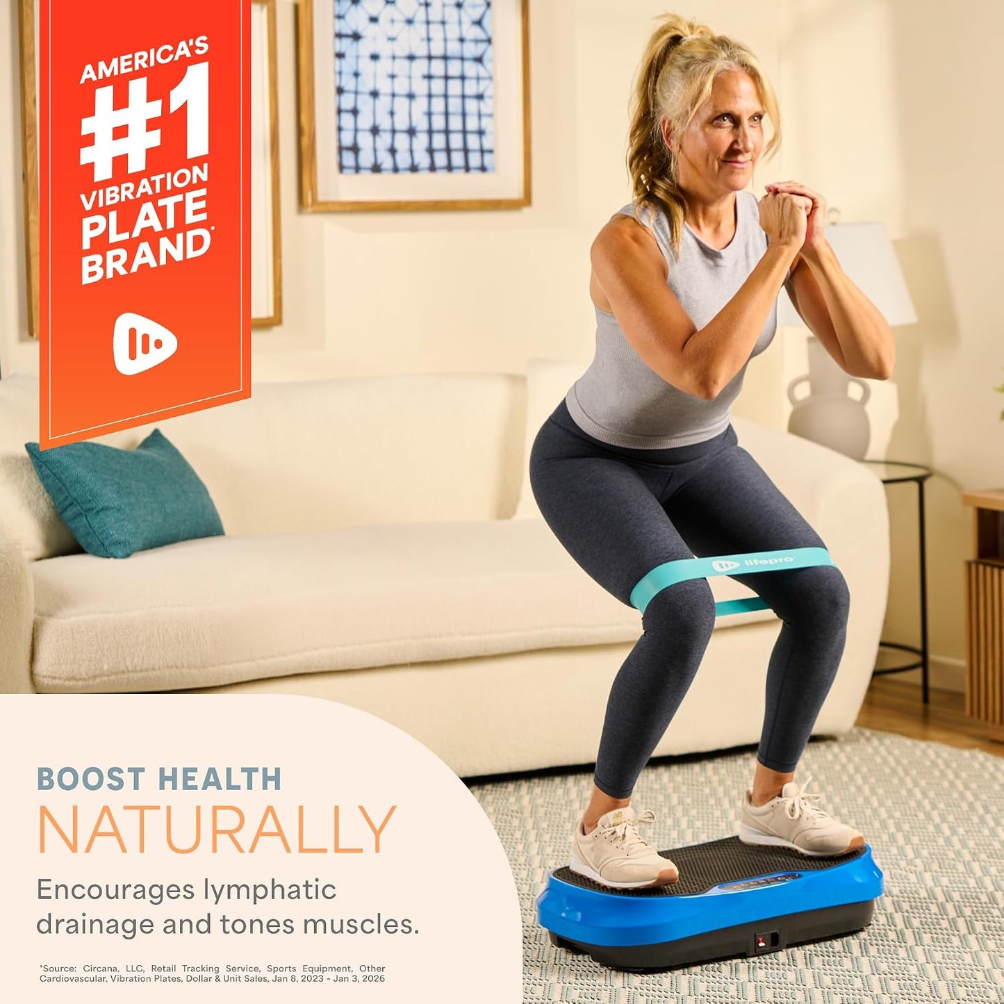 Lifepro Waver Mini Vibration Plate Exercise Machine with Resistance Bands