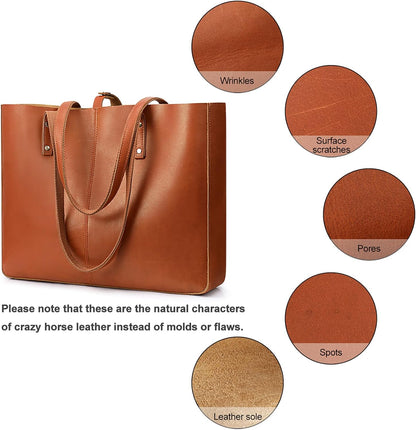 Genuine Leather Shoulder Tote Bag for Women Large Handbag Work Purse