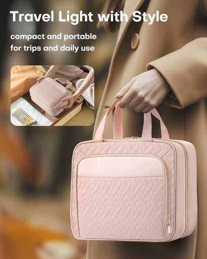Hanging Travel Toiletry Bag Women Men, Pale Pink, Medium