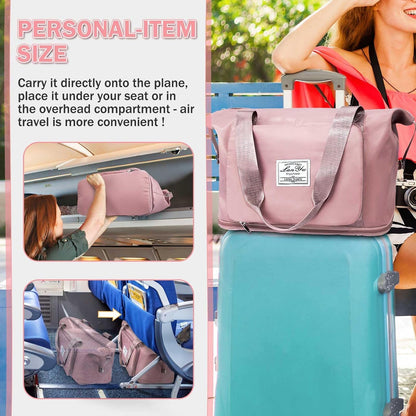 Large Capacity Folding Travel Bag,Expansion Travel Duffel Bag with Dry and Wet Separation Portable Travel Duffel Bag