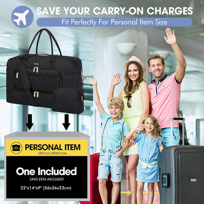 Large Travel Duffle Bags for Women: 35L Weekender Bag with Shoe Compartment