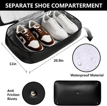 4‑PCS Leather Duffle Bag for Travel, Weekender Overnight Gym Bag Men Women
