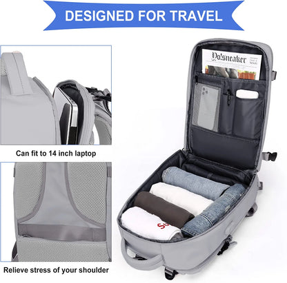 Large Backpack for Women , Men Carry on Backpack,Hiking Backpack Waterproof Outdoor Sports Casual Daypack, College Backpack School Bag Gray
