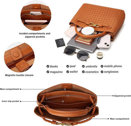 Woven Tote Bag for Women: Designer Top - Handle Bag for Style