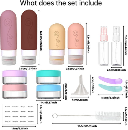 16 Pack Travel Bottles Set for Toiletries, TSA Approved Travel Containers Leak Proof Silicone Squeezable Travel Accessories 2Oz 3Oz for Shampoo Conditioner Lotion Body Wash (BPA Free) (Pink)