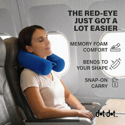 Twist Memory Foam Travel Pillow, Bendable Neck Pillow for Airplane, Car and Home, 26-Inch Adjustable Roll with Washable Cotton Cover, Sapphire