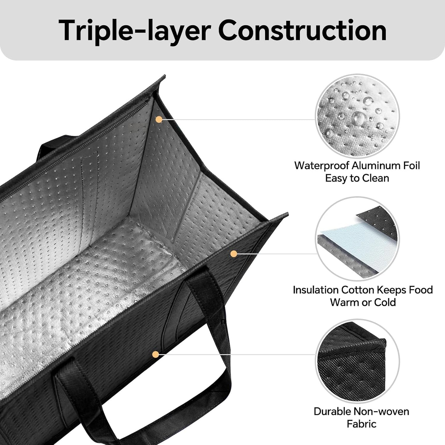 Insulated Grocery Bags, Reusable Insulated Bag, Portable Cooler Bags for Shopping Food Travel Beach Camping