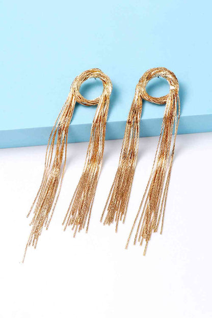 Round Shape Fringed Copper Earrings