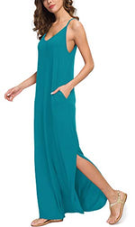 Casual Loose  Long Cami Maxi Dresses with Pocket