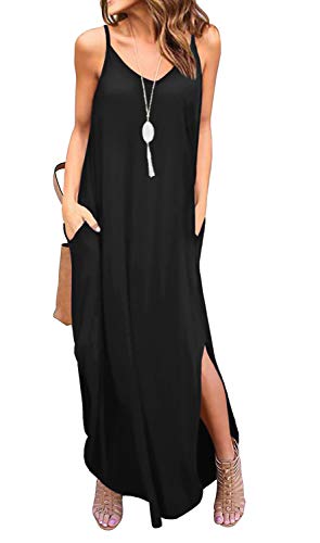 Casual Loose  Long Cami Maxi Dresses with Pocket