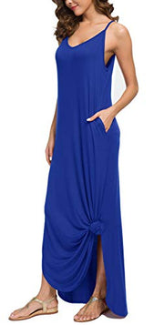 Casual Loose  Long Cami Maxi Dresses with Pocket