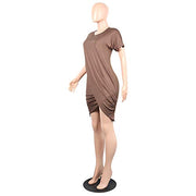 Short Sleeve Solid Color Bodycon  T Shirt Mini Short Dress