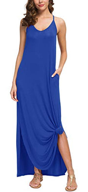 Casual Loose  Long Cami Maxi Dresses with Pocket