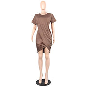 Short Sleeve Solid Color Bodycon  T Shirt Mini Short Dress
