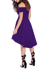 Women Off The Shoulder Short Sleeve High Low  Dress