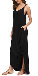 Casual Loose  Long Cami Maxi Dresses with Pocket