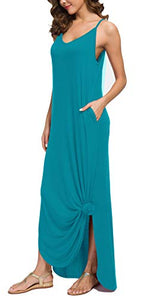 Casual Loose  Long Cami Maxi Dresses with Pocket