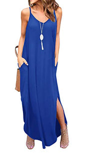 Casual Loose  Long Cami Maxi Dresses with Pocket