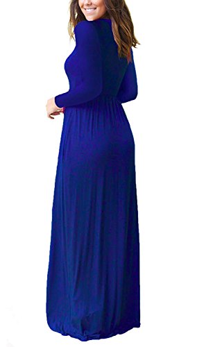 Casual Long Sleeve Black  Maxi Dresses with Pockets