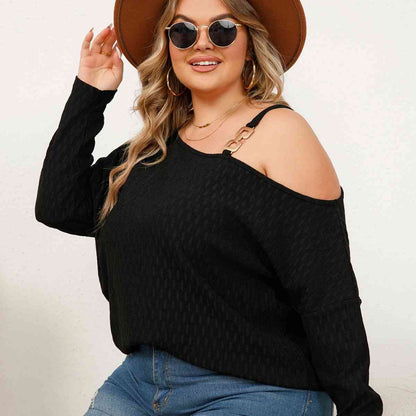 Plus Size One-Shoulder Asymmetrical Blouse