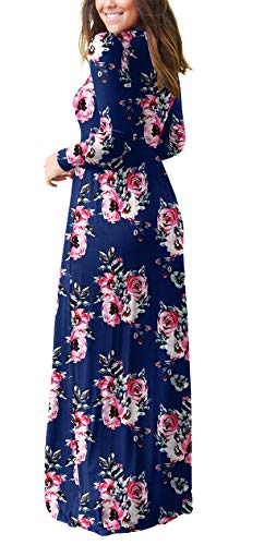 Casual Long Sleeve Black  Maxi Dresses with Pockets