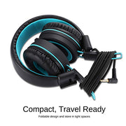 Kids Headphones - noot products K11 Foldable Stereo Tangle-Free 3.5mm Jack Wired Cord On-ear Heatset