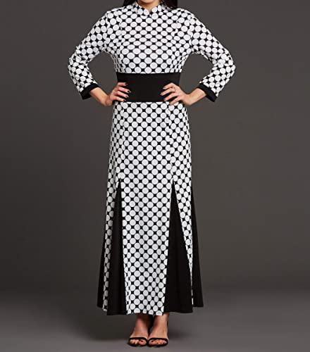 3/4 Sleeve Polka Dot Maxi Dress Fall Winter Dress Elegant Cocktail Evening  Dress
