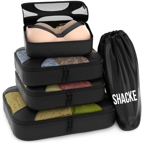 5 Set Packing Cubes Travel Luggage Organizers with Laundry Bag