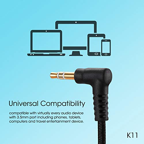 Kids Headphones - noot products K11 Foldable Stereo Tangle-Free 3.5mm Jack Wired Cord On-ear Heatset