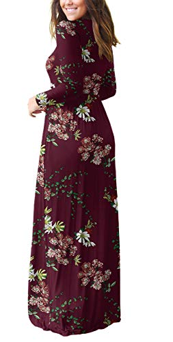 Casual Long Sleeve Black  Maxi Dresses with Pockets