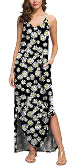 Casual Loose  Long Cami Maxi Dresses with Pocket