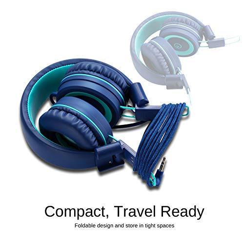 Kids Headphones - noot products K11 Foldable Stereo Tangle-Free 3.5mm Jack Wired Cord On-ear Heatset
