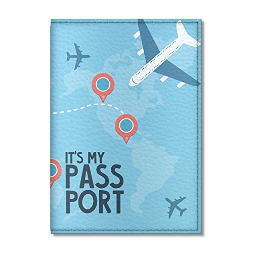 Cute Vegan Eco Leather Passport Cover for  Kids (Airplane)