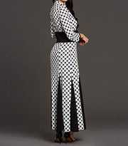 3/4 Sleeve Polka Dot Maxi Dress Fall Winter Dress Elegant Cocktail Evening  Dress