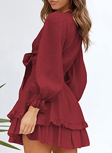 Casual Vacation  Ruffle  Long Sleeve Empire Waist Tie Knot Cute Chiffon Dress