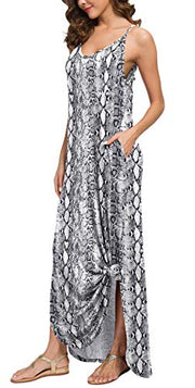 Casual Loose  Long Cami Maxi Dresses with Pocket
