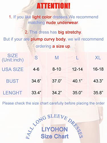 LIYOHON Women's Fall Short Dress Casual Crewneck Long Sleeve Solid Ruched Tie Waist Bodycon T Shirt Mini Dresses TTDCXQ-Black-L