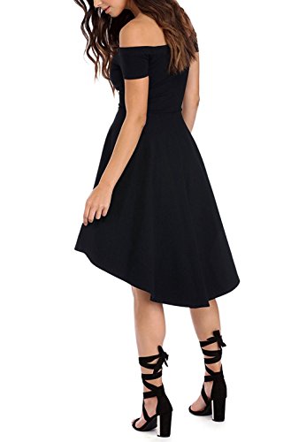 Women Off The Shoulder Short Sleeve High Low  Dress