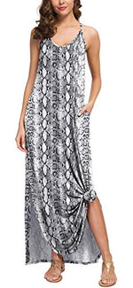Casual Loose  Long Cami Maxi Dresses with Pocket