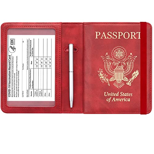 Passport and Vaccine Card Holder  Leather RFID Blocking  Passport Holder