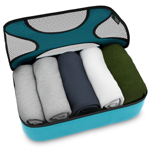 5 Set Packing Cubes Travel Luggage Organizers with Laundry Bag