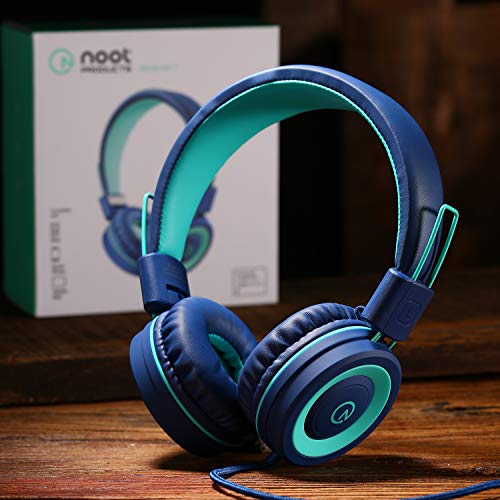 Kids Headphones - noot products K11 Foldable Stereo Tangle-Free 3.5mm Jack Wired Cord On-ear Heatset