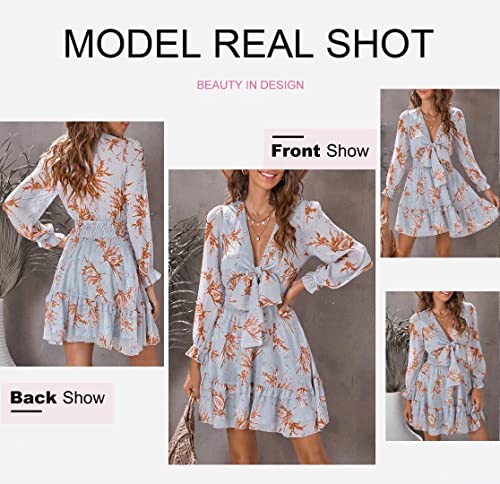 Casual Vacation  Ruffle  Long Sleeve Empire Waist Tie Knot Cute Chiffon Dress