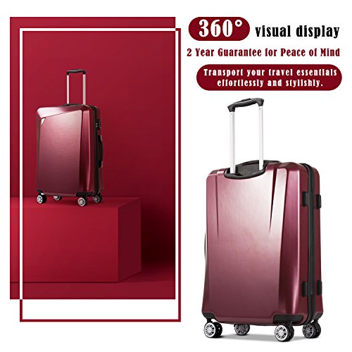 Coolife Luggage 3 Piece Sets PC+ABS Spinner Suitcase 20 inch 24 inch 28 inch